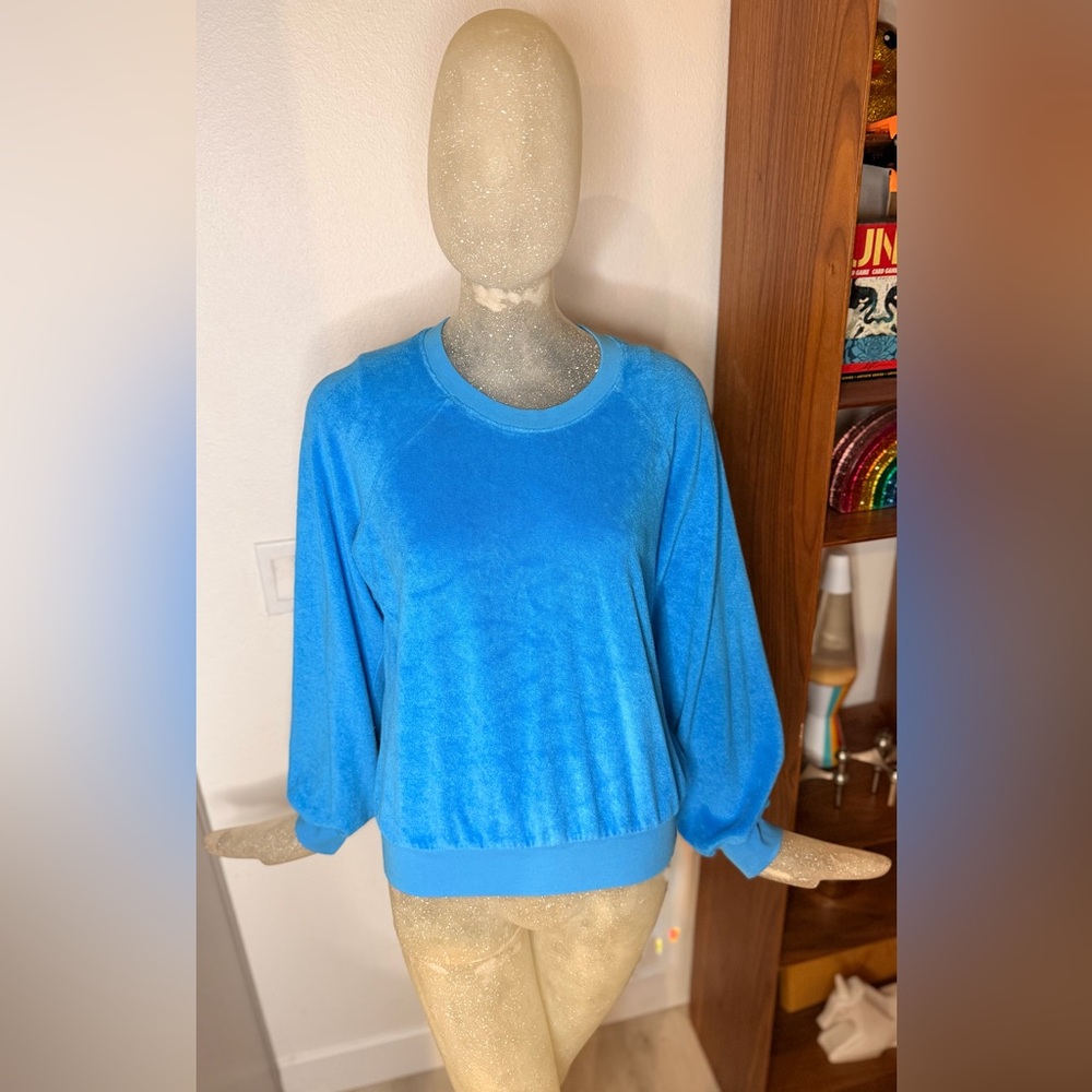 NWT Honorine Women's 'Theo' Blue Terry Cloth Sweatshirt. Size Medium